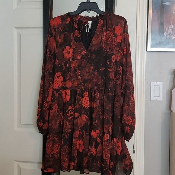 H&M Long Sleeve chiffon Floral dress, Sz. 6 - Picture 2 of 8